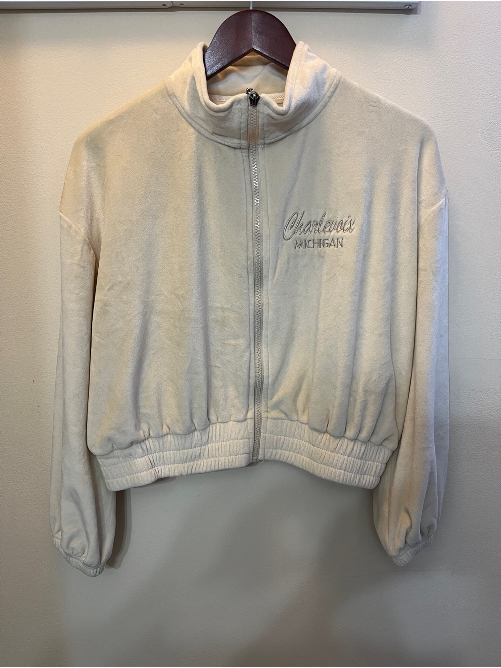 Michigan Women's Cream Zip-Front Jacket